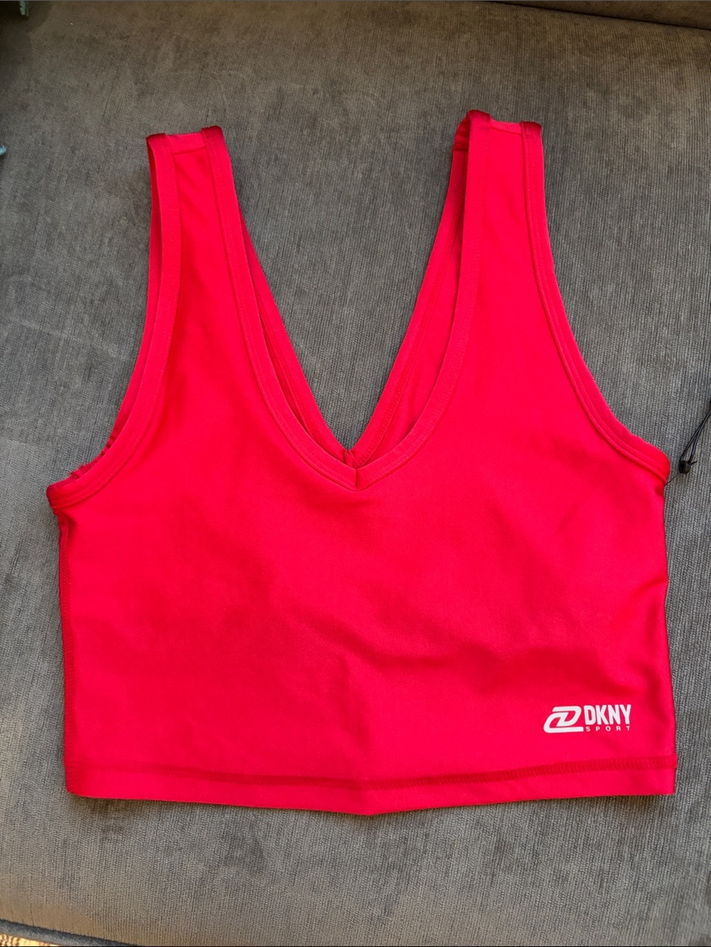 Dkny Bright Red V-Neck Cropped Sports Tank